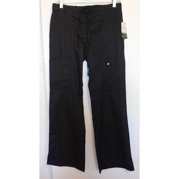 Cherokee Luxe Scrub Pants Womens Small Black Drawstring Cargo Wide Leg Nursing - Picture 1 of 12